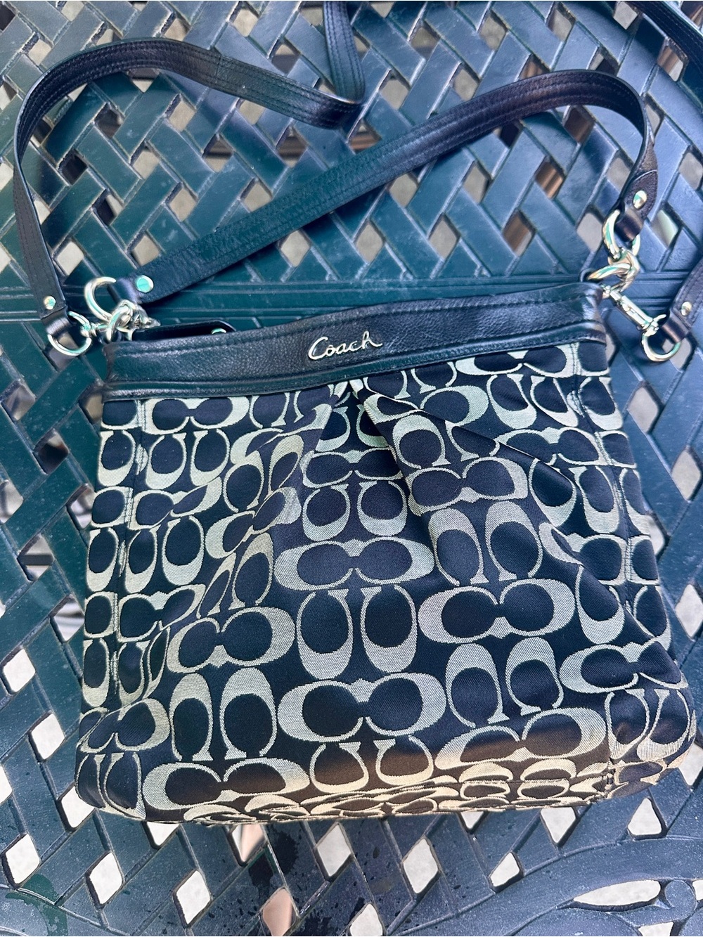 Coach Signature C Monogram Crossbody Bag Black White